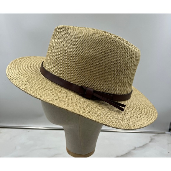 Kenneth Cole Other - AWEAR2 Kenneth Cole Fedora Hat Men's Size L Tan Brown Straw Band
